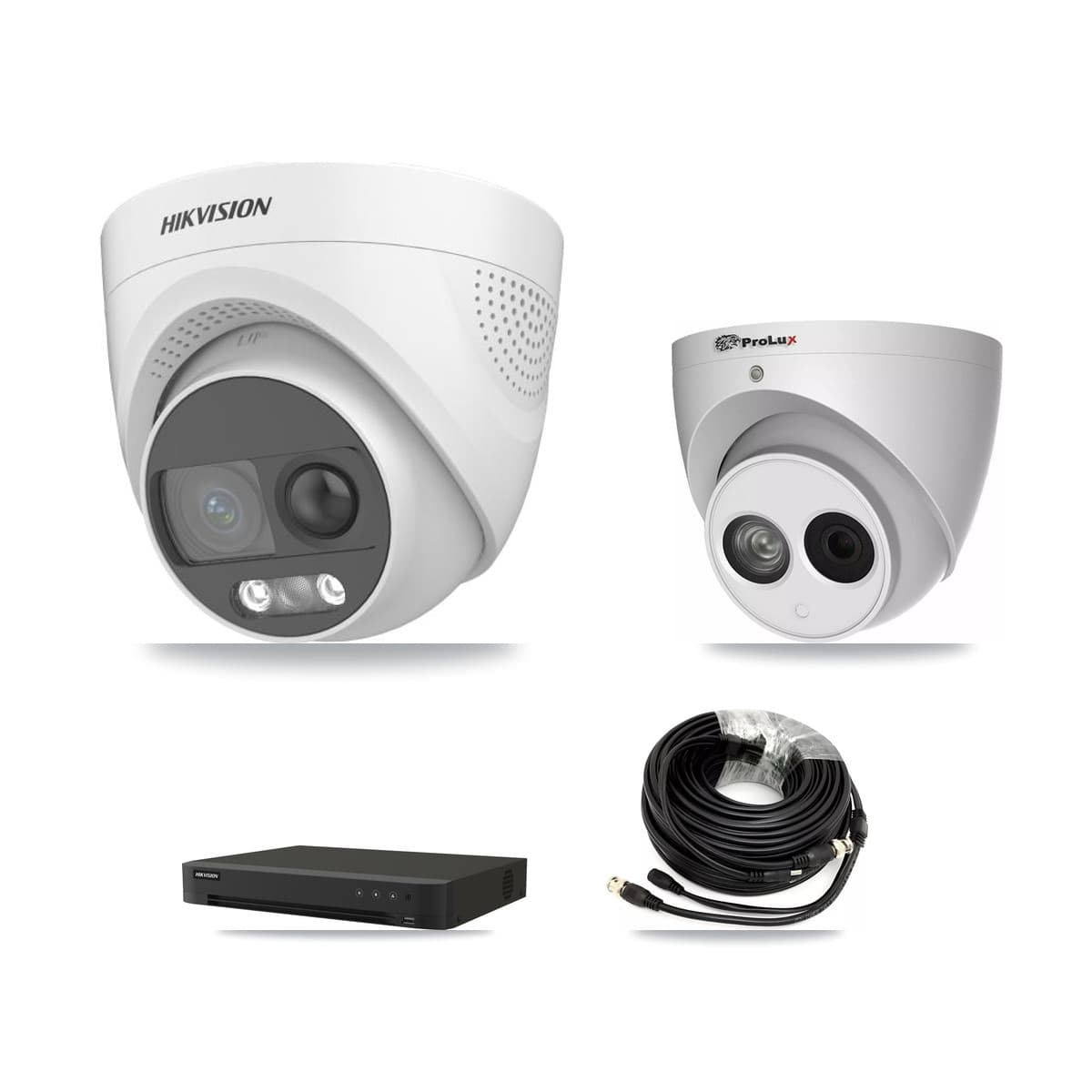 Hikvision & Prolux 16-Channel 4MP – 5MP CCTV Kit — 5 DS-2CE72KF3T 5MP + 1 PXC-612C4W-A 4MP Turret Cameras + 8TB Recording (IDS-7216HQHI Recorder) - Image 1
