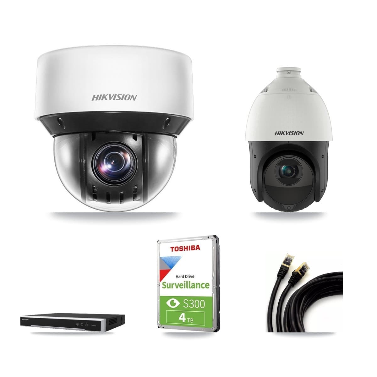 Hikvision 8-Channel 4MP CCTV Kit — 1 DS-2DE4425IW + 2 DS-2DE4A425IW PTZ Cameras + 4TB Recording - Image 1