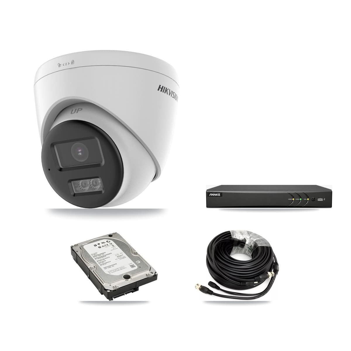 Hikvision & ANNKE 4-Channel 5MP CCTV Kit — 3 DS-2CE78K0T-LTS Turret Cameras + 5TB Recording (AN-DV4-8MP-D941BB Recorder) - Image 1