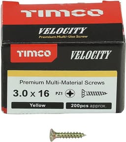 TIMCO Velocity Wood Screws 3.5x16mm Countersunk Pozi Yellow Zinc