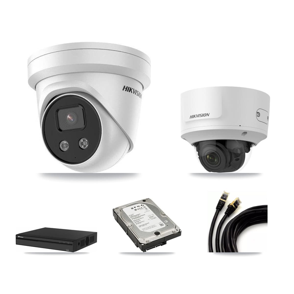 Hikvision & Prolux 4-Channel 2MP – 5MP CCTV Kit — 1 2MP Dome + 3 5MP Turret Cameras + 5TB Recording - Image 1