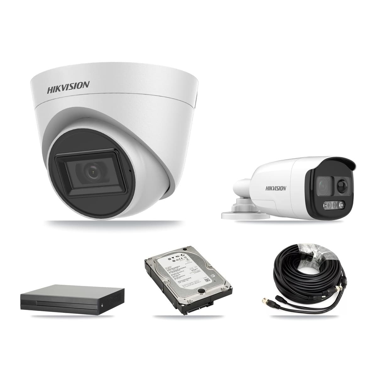 Hikvision 8-Channel 5MP CCTV Kit — 1 Bullet + 3 White Turret Cameras + 5TB Recording (XVR-3108HS Recorder) - Image 1