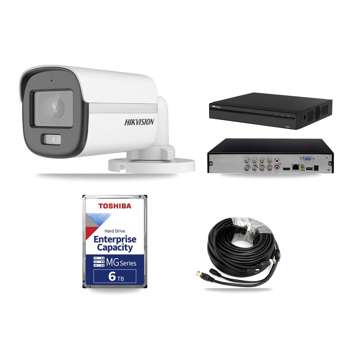 Hikvision & Prolux 8-Channel 5MP CCTV Kit — 5 DS-2CE12KF0T Bullet Cameras + 6TB Recording (PXD-5108HS Recorder) - Image 1