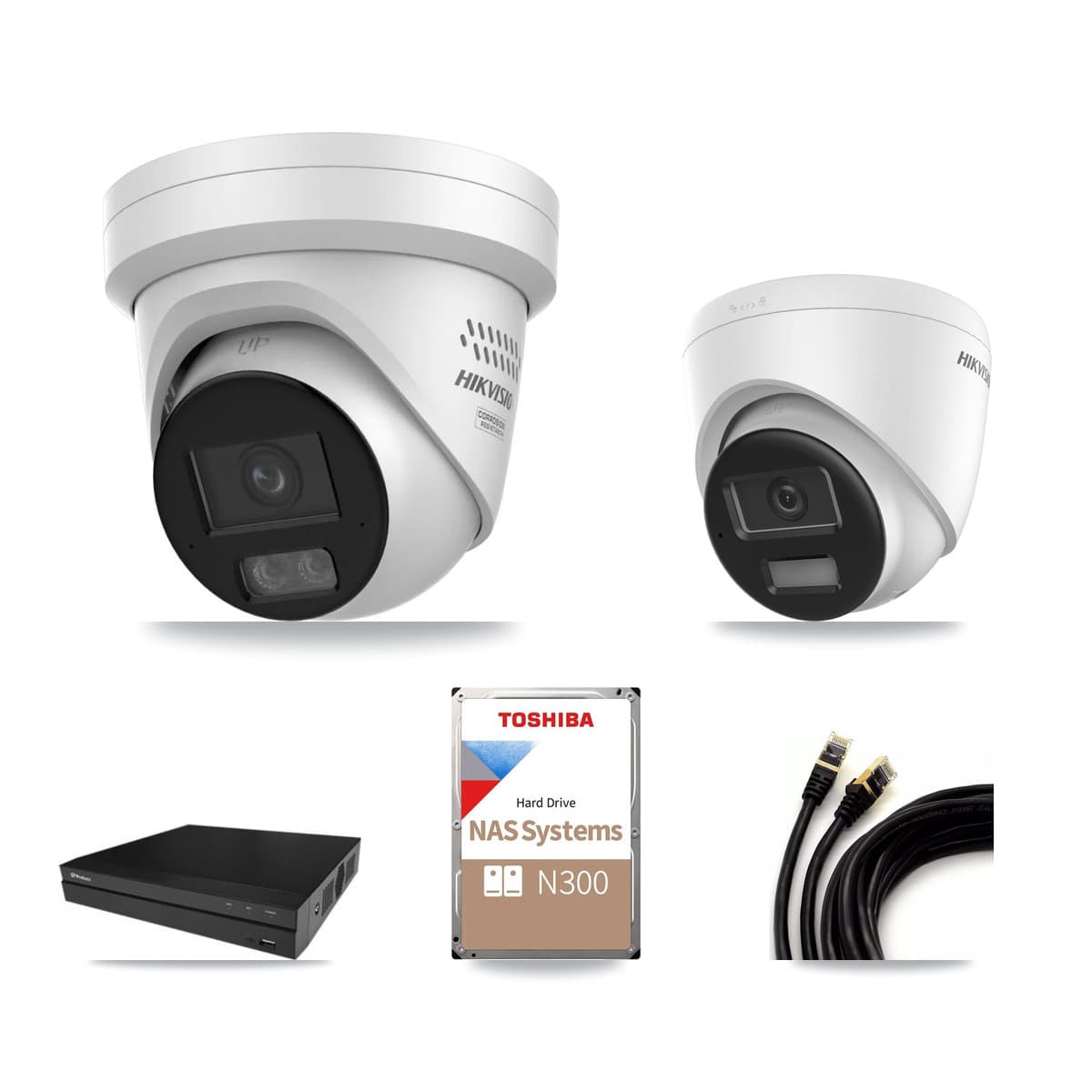 Hikvision & Prolux 16-Channel 4MP – 4K CCTV Kit — 1 DS-2CD1383G2-LIU 4K + 12 DS-2CD2347G3-LIS2UY/SL 4MP Turret Cameras + 18TB Recording (PXN-5216-16P-4KS2E Recorder)