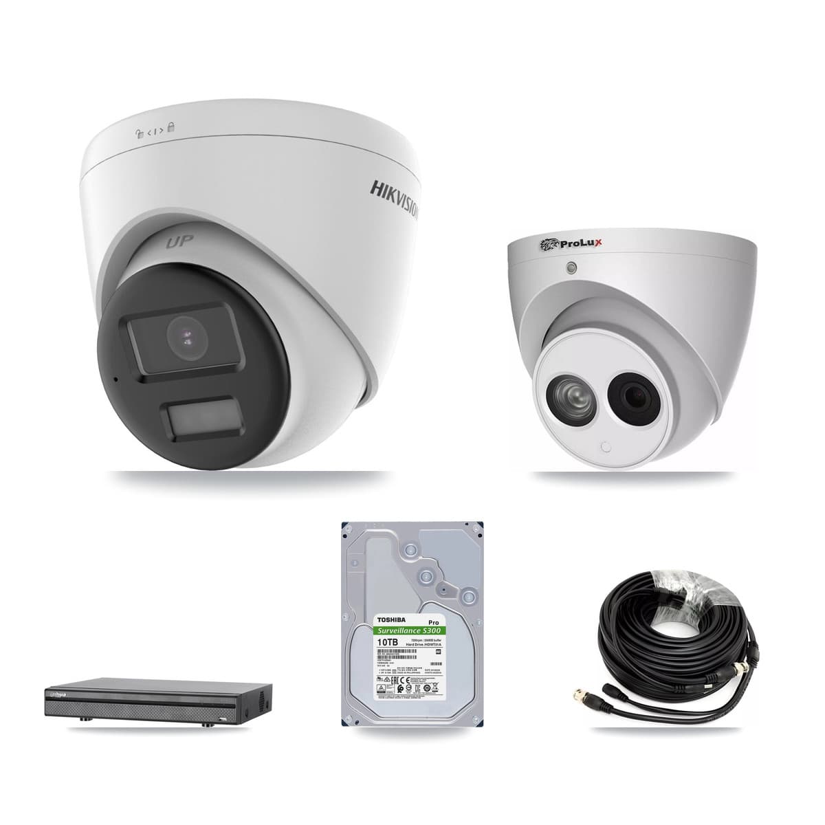 8-Channel 4MP – 4K CCTV Kit — 5 DS-2CE78U0T 4K + 1 PXC-612C4W-A 4MP Turret Cameras + 10TB Recording (DH-XVR5108H Recorder)