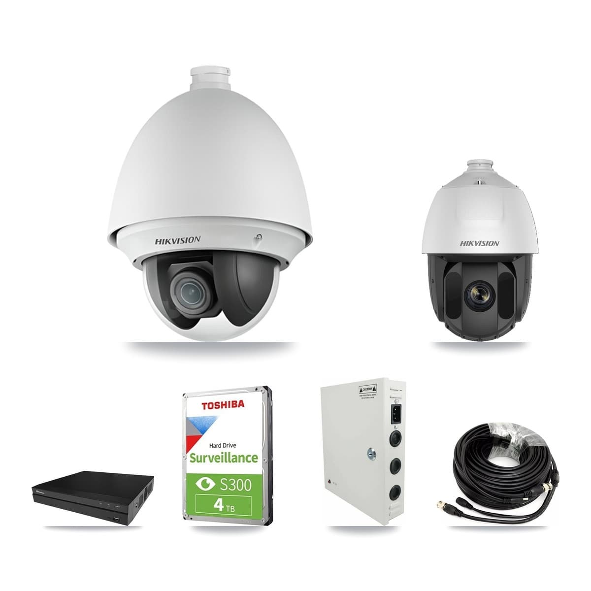 Hikvision & Prolux 8-Channel 2MP CCTV Kit — 4 DS-2AE4225T + 1 DS-2AE5225TI PTZ Cameras + 4TB Recording (PXD-5208AN Recorder) - Image 1