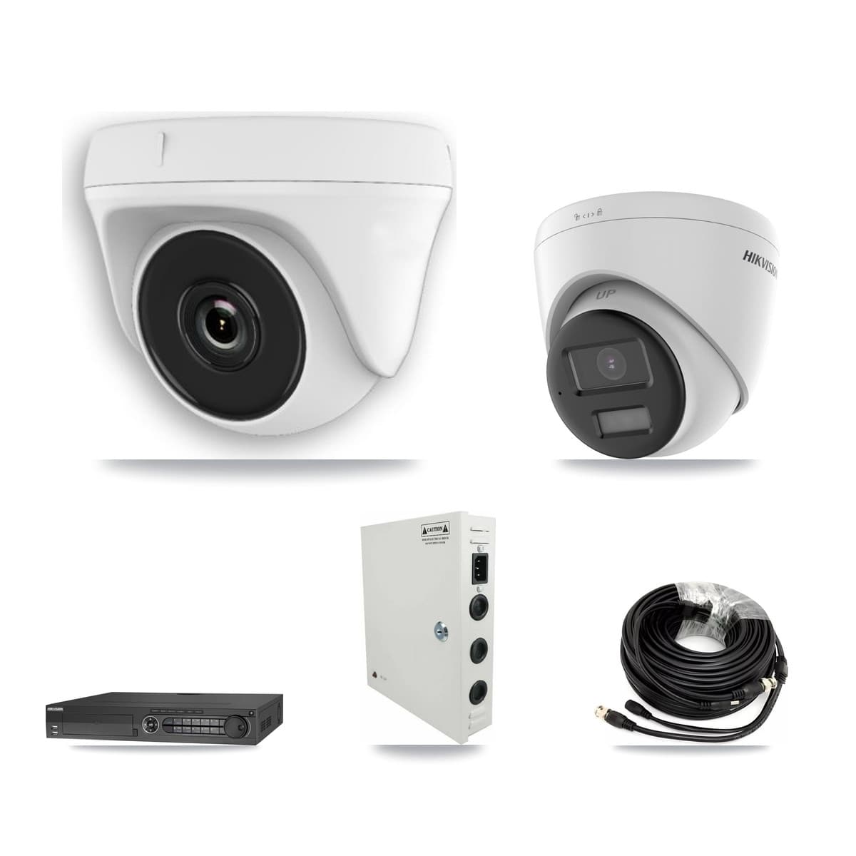 Hikvision 32-Channel 2MP – 4K CCTV Kit — 4 DS-2CE78U0T 4K Turret + 10 White HDT-2MP-N20W 2MP Dome Cameras + 2× 8TB Recording