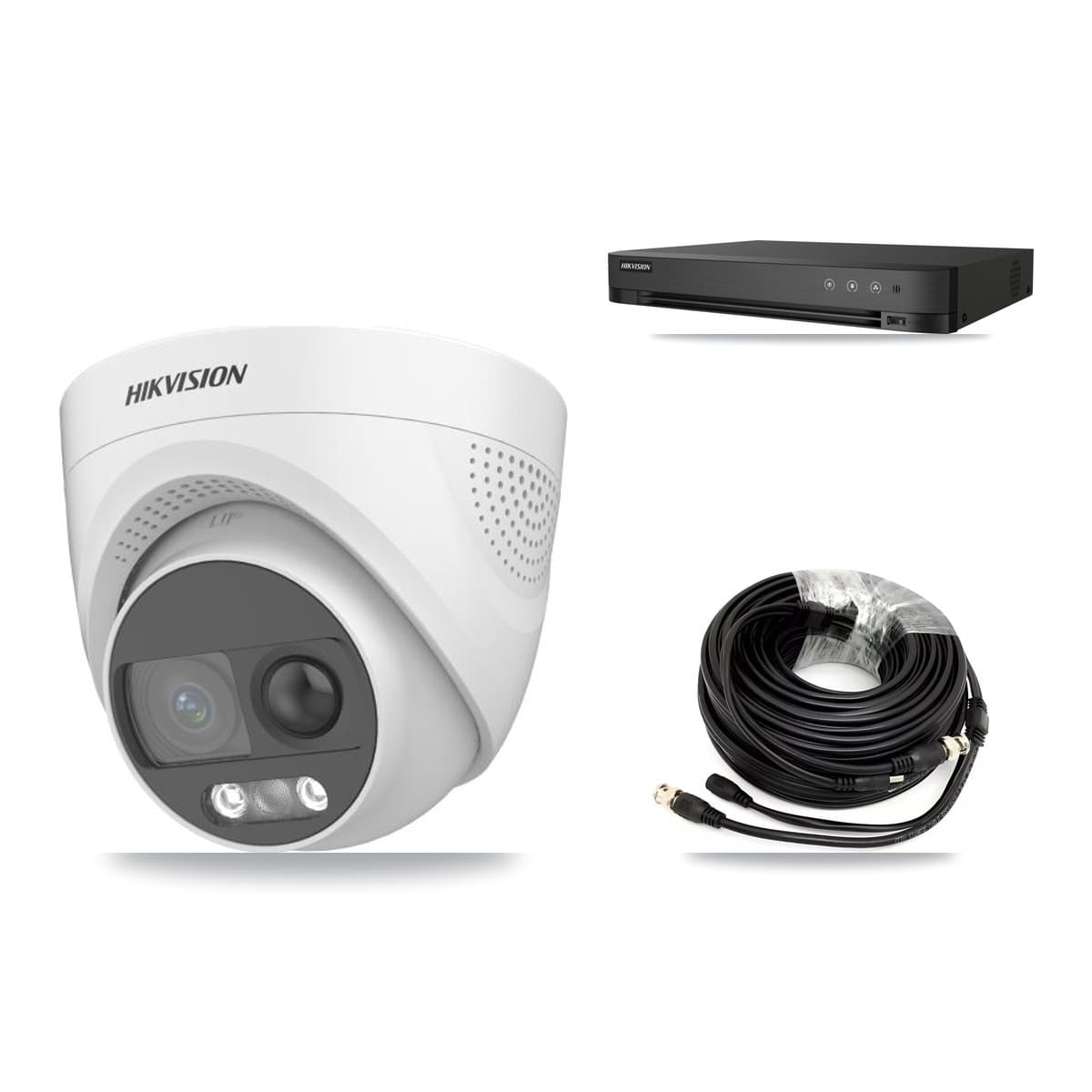 Hikvision 4-Channel 5MP CCTV Kit — 2 DS-2CE72KF3T Turret Cameras + 3TB Recording (IDS-7204HQHI Recorder)