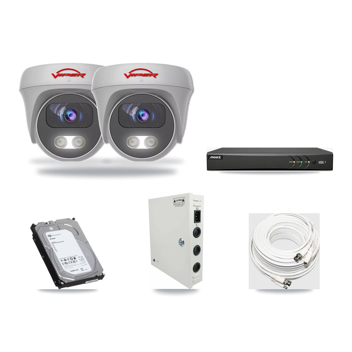 ANNKE 4-channel CCTV kit: 2 cameras (2× 5MP Camera), 6TB hard drive