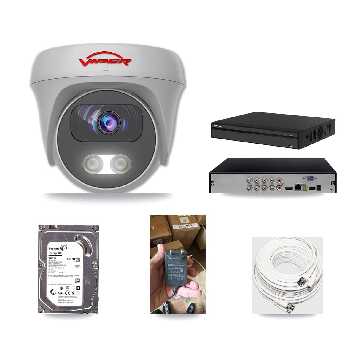 Prolux 8-channel CCTV kit: 1 camera (1× 5MP Camera), 2TB hard drive