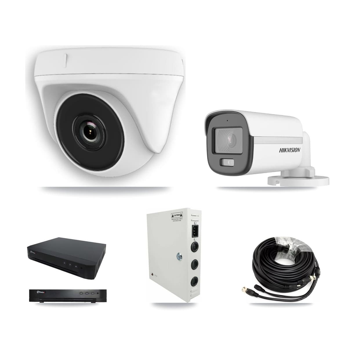 Hikvision & Prolux 16-Channel 2MP – 5MP CCTV Kit — 1 DS-2CE12KF0T 5MP Bullet + 10 White HDT-2MP-N20W 2MP Dome Cameras + 8TB Recording - Image 1