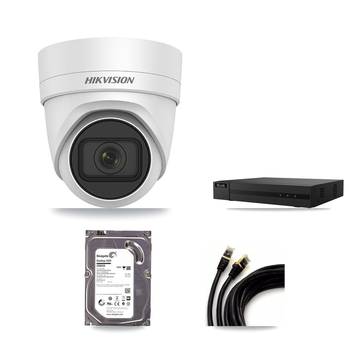 Hikvision & HiLook 8-Channel 4MP CCTV Kit — 1 DS-2CD2H45FWD Turret Camera + 2TB Recording (NVR-108MH-D Recorder)