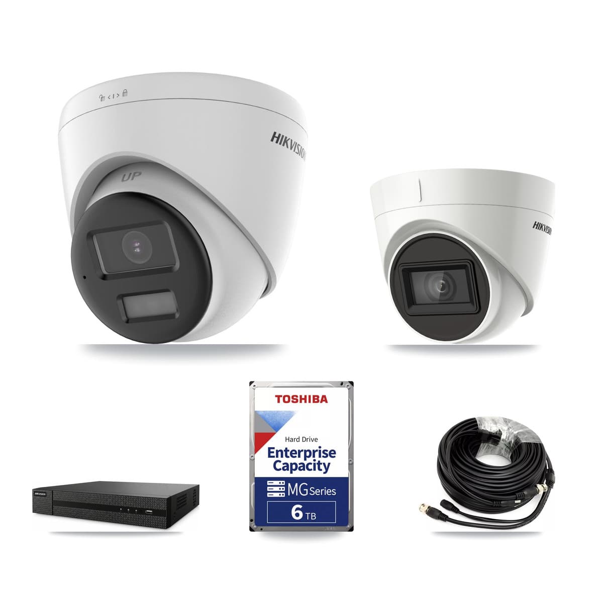 Hikvision 8-Channel 4K CCTV Kit — 1 DS-2CE78U0T + 1 DS-2CE78U1T Turret Cameras + 6TB Recording