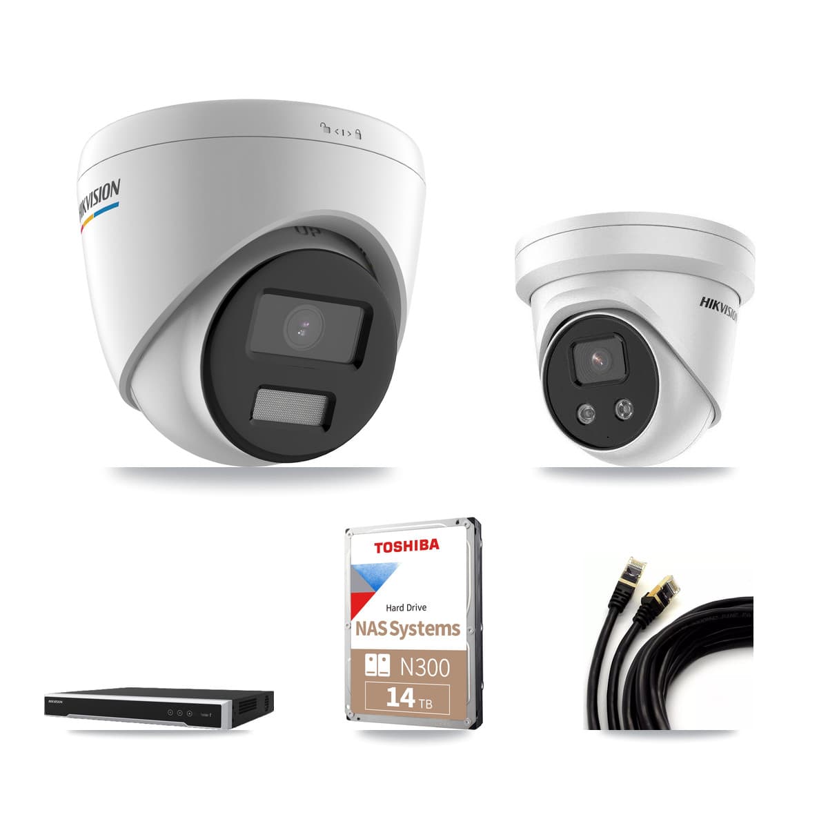 Hikvision 16-Channel 2MP – 5MP CCTV Kit — 11 2MP + 5 5MP Turret Cameras + 14TB Recording