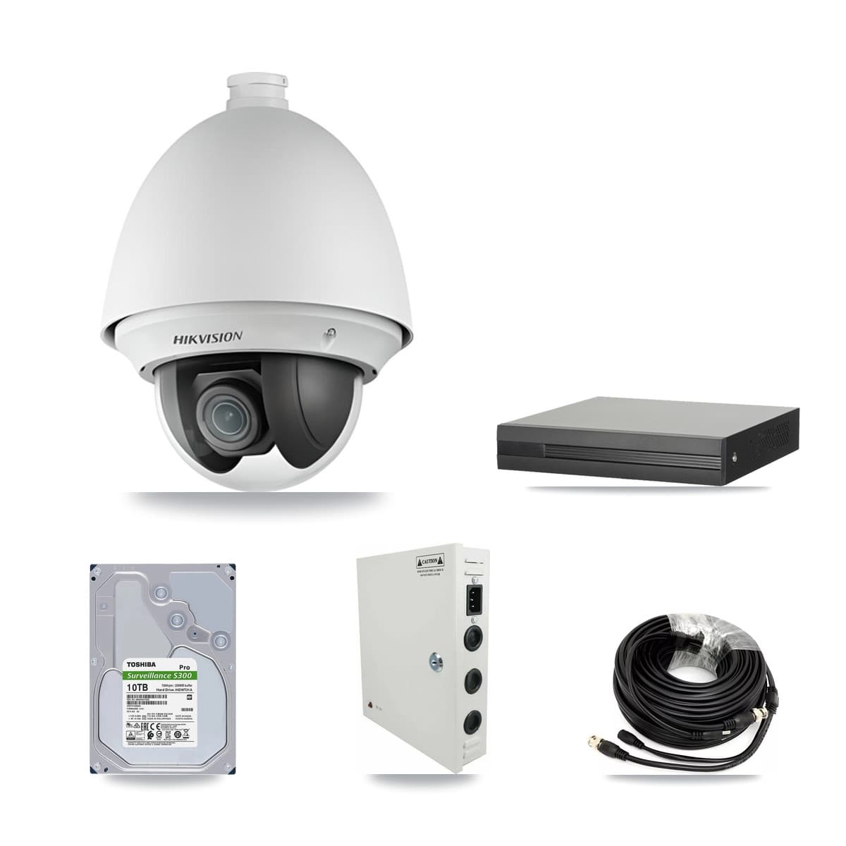 Hikvision 16-Channel 2MP CCTV Kit — 15 DS-2AE4225T PTZ Cameras + 10TB Recording (XVR-3116HS Recorder)