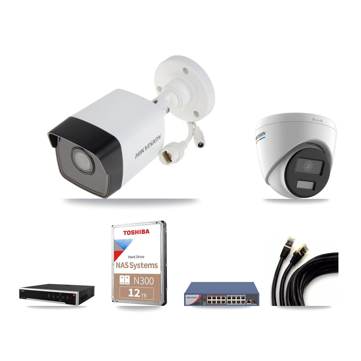 Hikvision 32-Channel 2MP – 5MP CCTV Kit — 22 5MP Bullet + 10 2MP Turret Cameras + 3× 12TB Recording