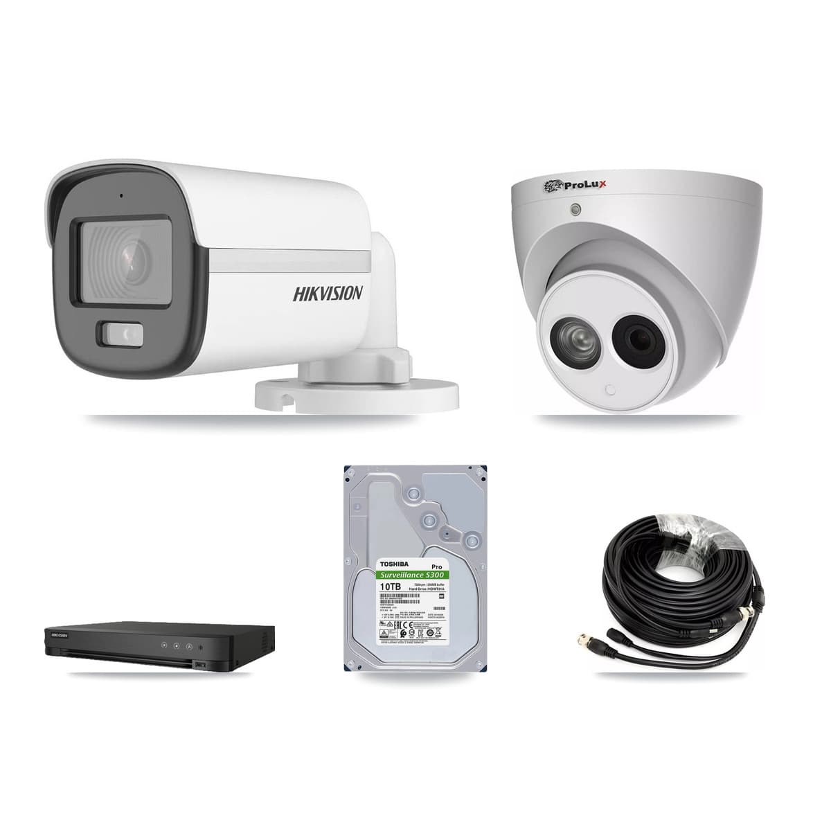 Hikvision & Prolux 8-Channel 4MP – 5MP CCTV Kit — 4 5MP Bullet + 4 4MP Turret Cameras + 10TB Recording - Image 1