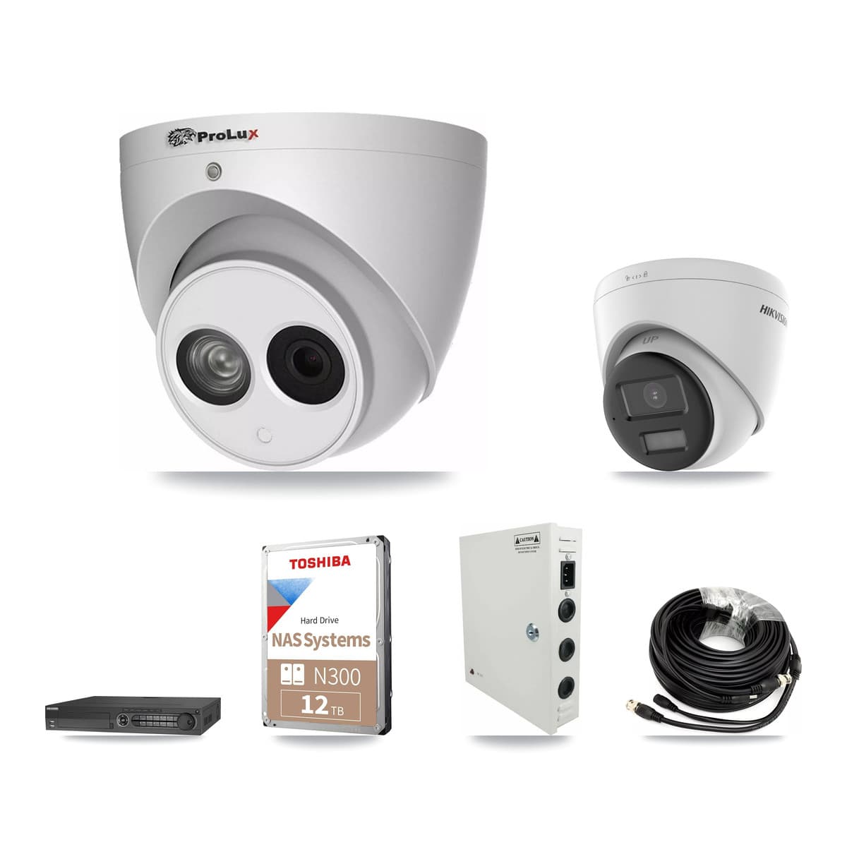 Hikvision & Prolux 32-Channel 4MP – 4K CCTV Kit — 1 DS-2CE78U0T 4K + 25 PXC-612C4W-A 4MP Turret Cameras + 3× 12TB Recording - Image 1