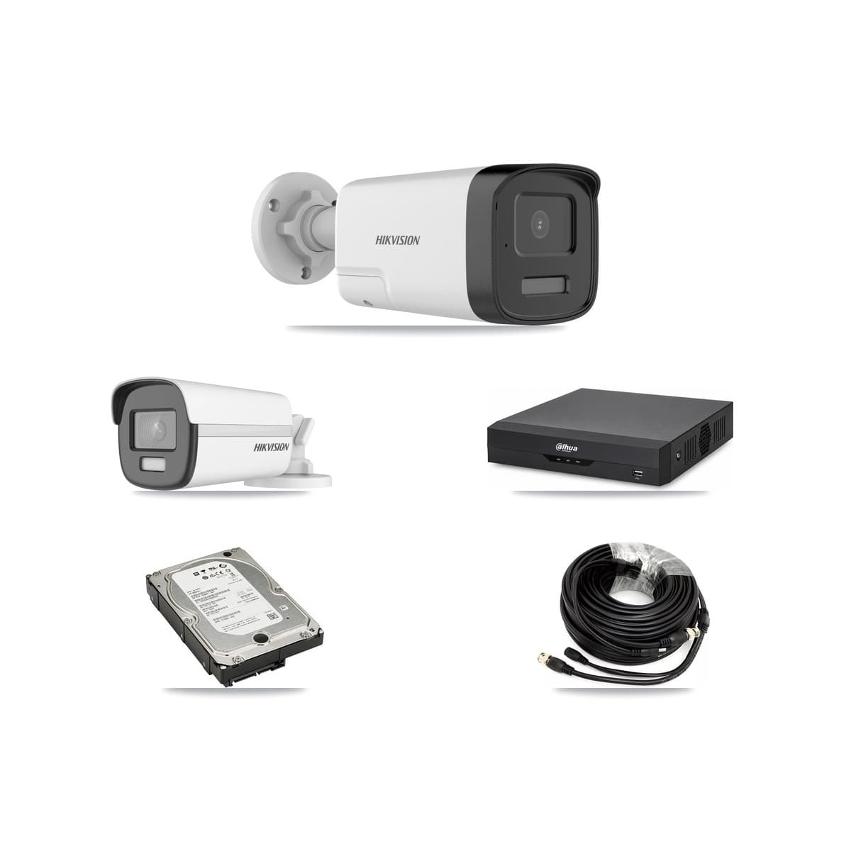 Hikvision & Dahua 4-Channel 5MP – 4K CCTV Kit — 1 4K + 2 5MP Bullet Cameras + 5TB Recording - Image 1