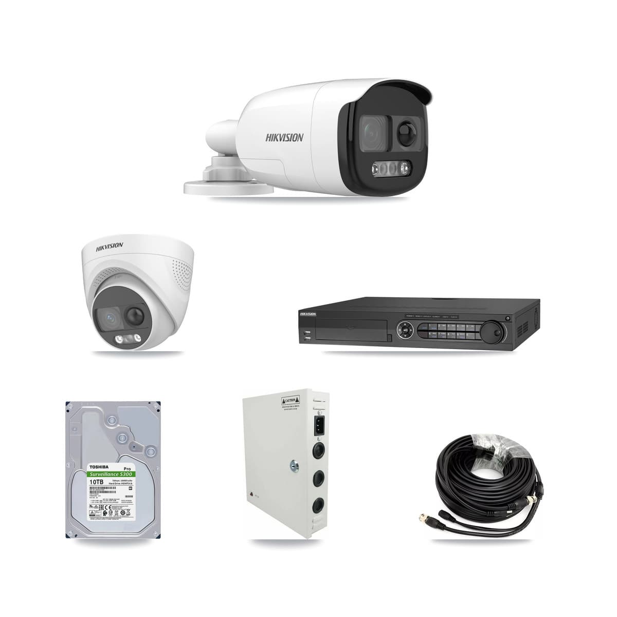 Hikvision 32-Channel 5MP CCTV Kit — 16 DS-2CE12KF3T Bullet + 7 DS-2CE72KF3T Turret Cameras + 3× 10TB Recording (DS-7332HQHI Recorder)