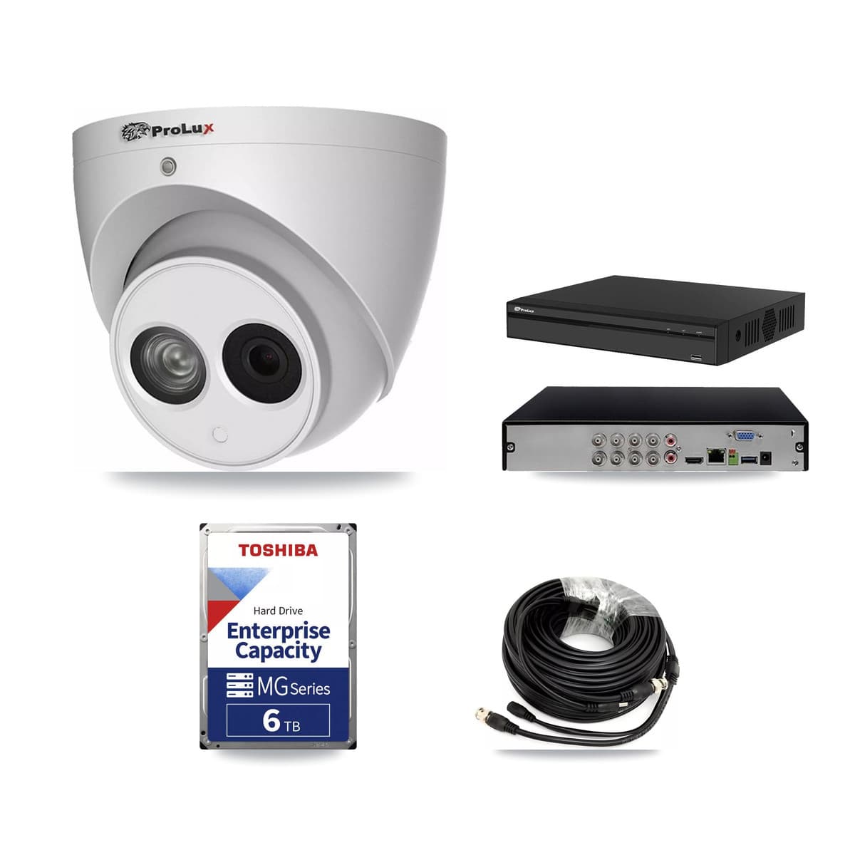 Prolux 8-Channel 4MP CCTV Kit — 5 Turret Cameras + 6TB Recording (PXD-5108HS Recorder) - Image 1