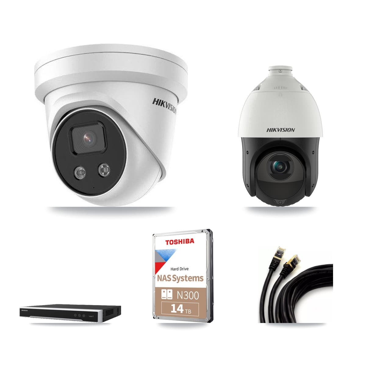 Hikvision 16-Channel 4MP – 5MP CCTV Kit — 11 5MP Turret + 1 4MP PTZ Cameras + 14TB Recording