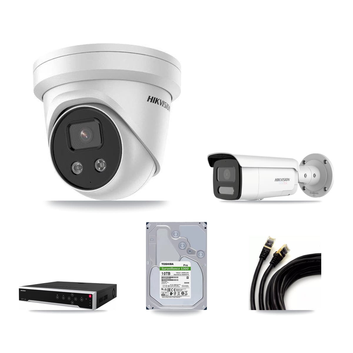 Hikvision 32-Channel 5MP – 4K CCTV Kit — 1 4K Bullet + 13 5MP Turret Cameras + 2× 10TB Recording - Image 1