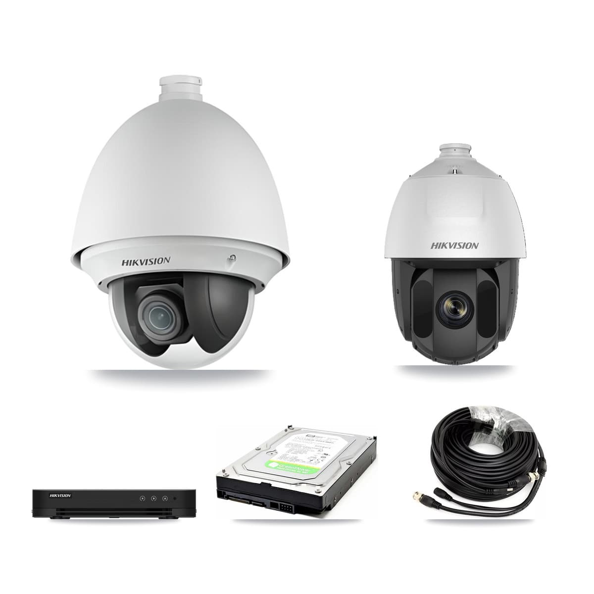 Hikvision 8-Channel 2MP CCTV Kit — 1 DS-2AE4225T + 1 DS-2AE5225TI PTZ Cameras + 1TB Recording (DS-7208HGHI Recorder)