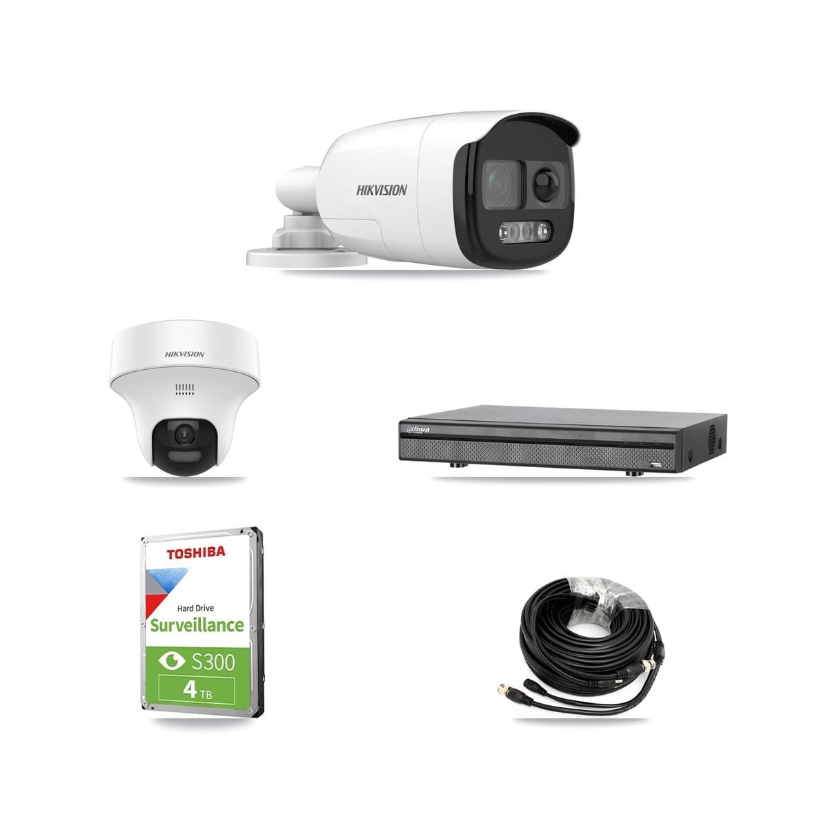 Hikvision & Dahua 8-Channel 5MP CCTV Kit — 1 DS-2CE12KF3T Bullet + 1 DS-2CE70K0T Turret Cameras + 4TB Recording - Image 1
