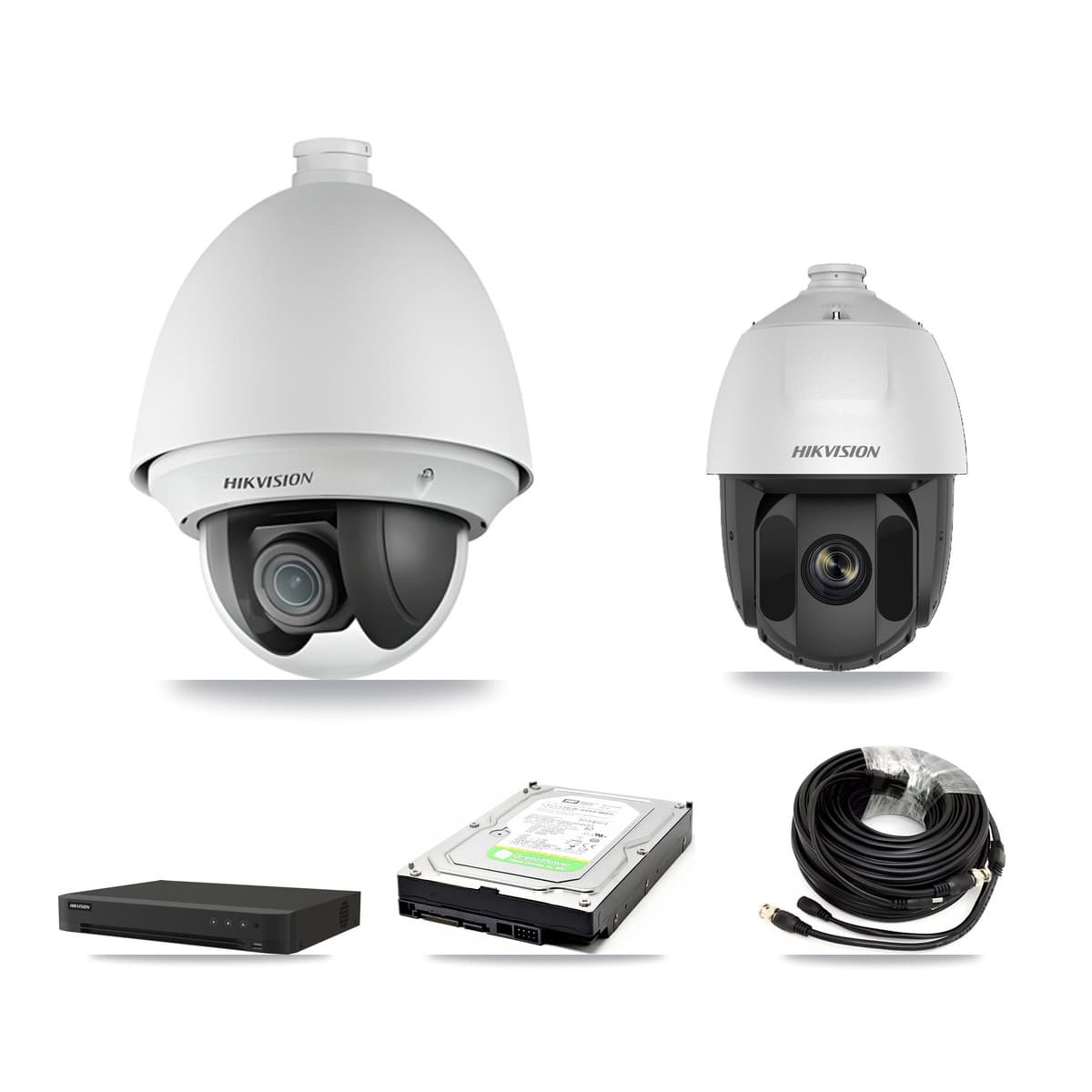 Hikvision 8-Channel 2MP CCTV Kit — 1 DS-2AE4225T-A + 1 DS-2AE5225TI-A-E PTZ Cameras + 1TB Recording (IDS-7208HUHI-M1/XT Recorder)