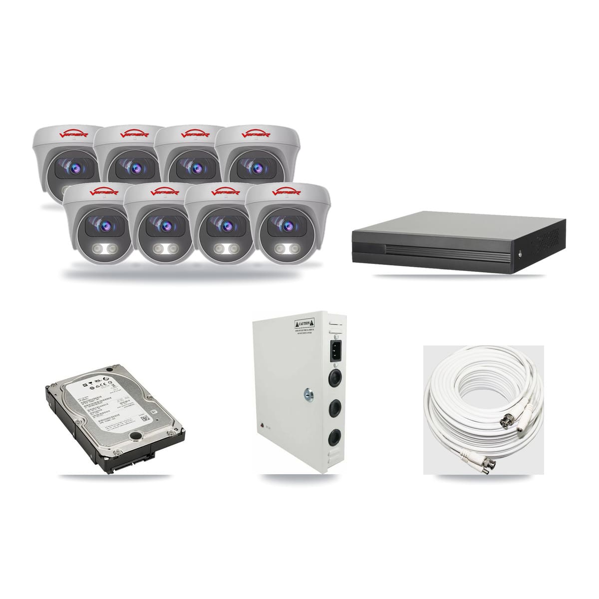 8-channel CCTV kit: 8 cameras (8× 5MP Camera), 5TB hard drive