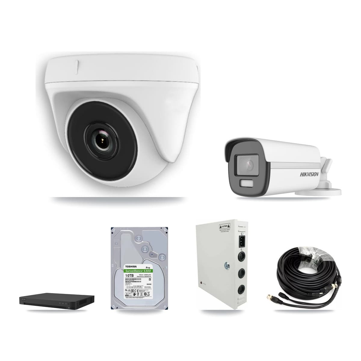 Hikvision 16-Channel 2MP – 4K CCTV Kit — 1 4K Bullet + 11 White 2MP Dome Cameras + 10TB Recording