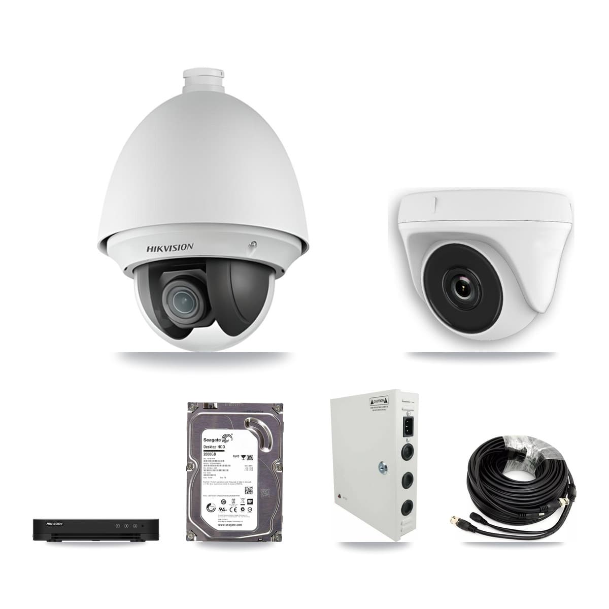 Hikvision 8-Channel 2MP CCTV Kit — 2 PTZ + 1 Dome Cameras + 2TB Recording