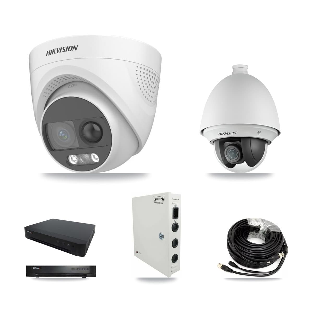 Hikvision & Prolux 16-Channel 2MP – 5MP CCTV Kit — 2 DS-2AE4225T 2MP PTZ + 5 DS-2CE72KF3T 5MP Turret Cameras + 8TB Recording - Image 1