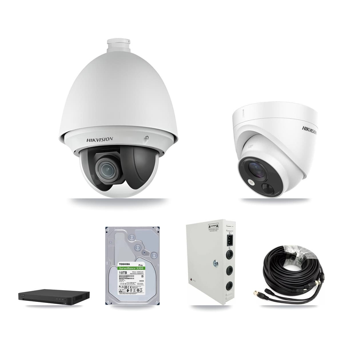 Hikvision 16-Channel 2MP – 5MP CCTV Kit — 13 DS-2AE4225T 2MP PTZ + 1 DS-2CE71H0T 5MP Turret Cameras + 10TB Recording - Image 1