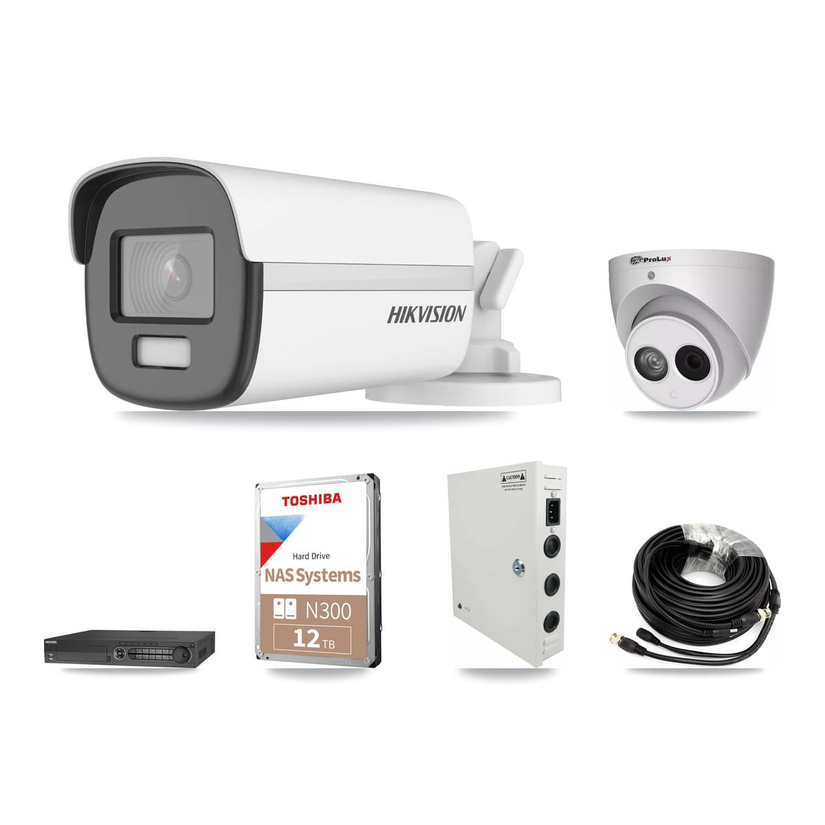 Hikvision & Prolux 32-Channel 4MP – 4K CCTV Kit — 9 4K Bullet + 9 4MP Turret Cameras + 3× 12TB Recording - Image 1