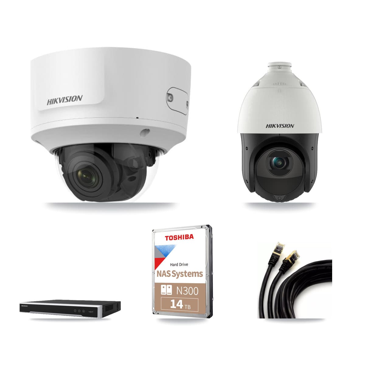 Hikvision 16-Channel 2MP – 4MP CCTV Kit — 11 2MP Dome + 5 4MP PTZ Cameras + 14TB Recording - Image 1