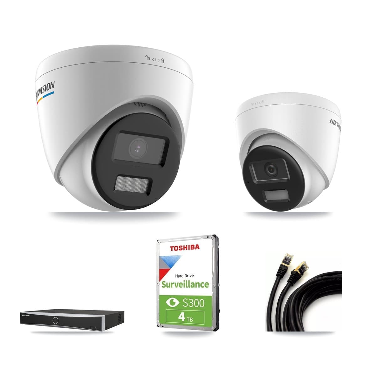 Hikvision 4-Channel 2MP – 4K CCTV Kit — 1 2MP + 1 4K Turret Cameras + 4TB Recording
