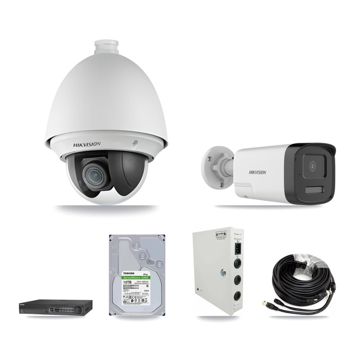 Hikvision 32-Channel 2MP – 5MP CCTV Kit — 27 DS-2AE4225T 2MP PTZ + 1 DS-2CE17K0T 5MP Bullet Cameras + 2× 10TB Recording (DS-7332HQHI Recorder) - Image 1