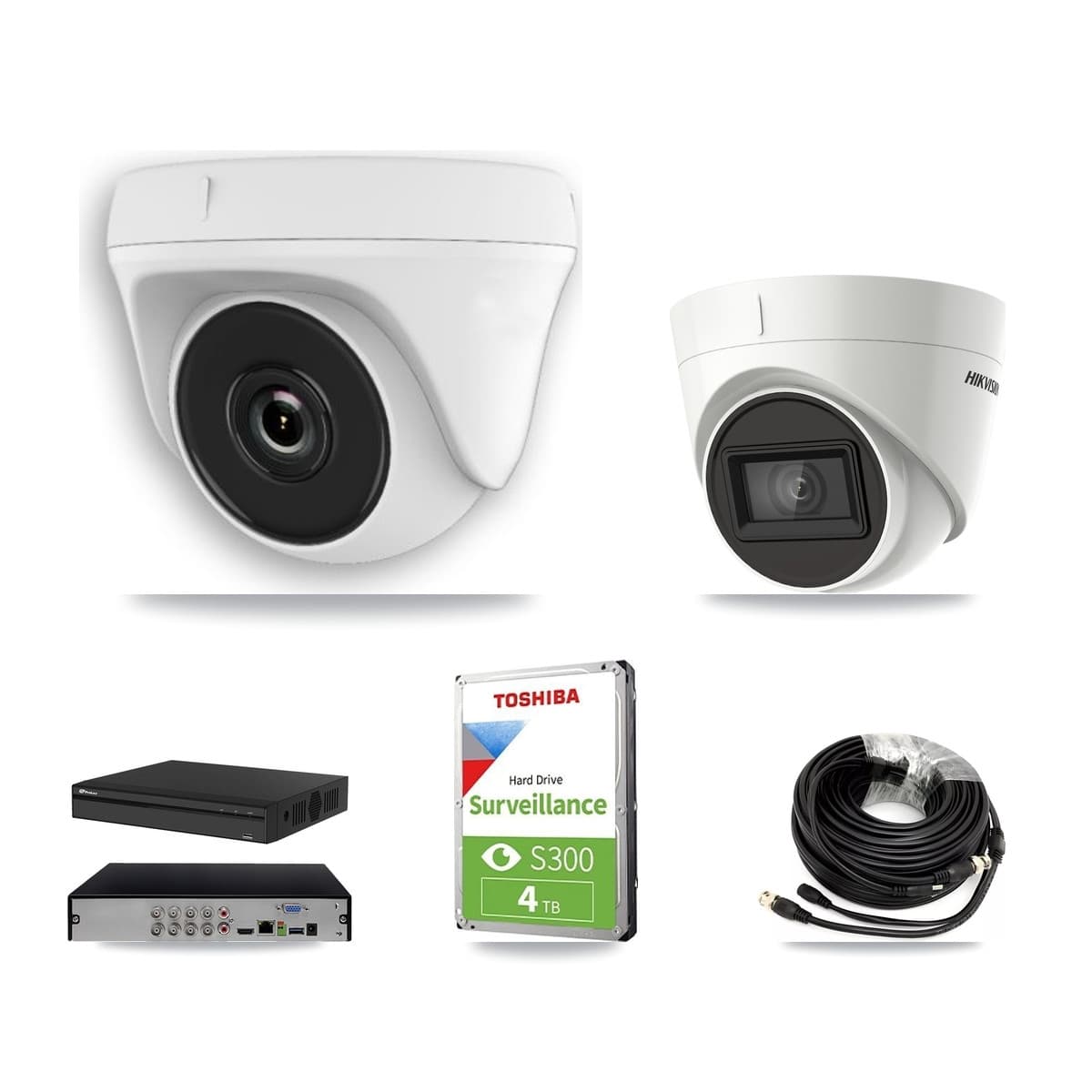 Hikvision & Prolux 8-Channel 2MP – 4K CCTV Kit — 1 DS-2CE78U1T 4K Turret + 2 White HDT-2MP-N20W 2MP Dome Cameras + 4TB Recording - Image 1