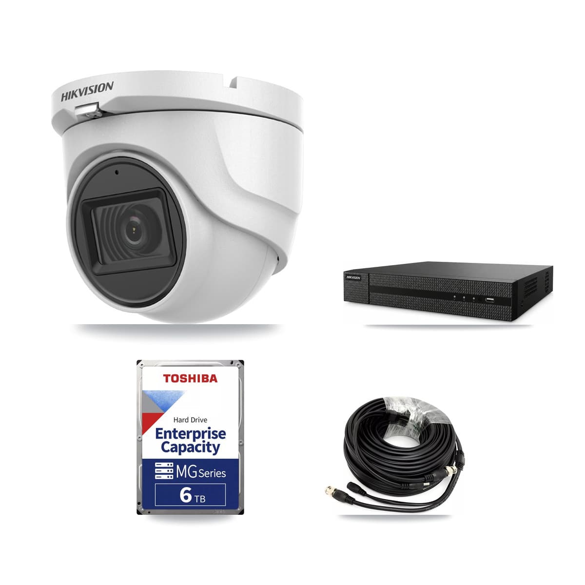Hikvision 8-Channel 5MP CCTV Kit — 5 DS-2CE76H0T Turret Cameras + 6TB Recording (DVR-8CH Recorder) - Image 1