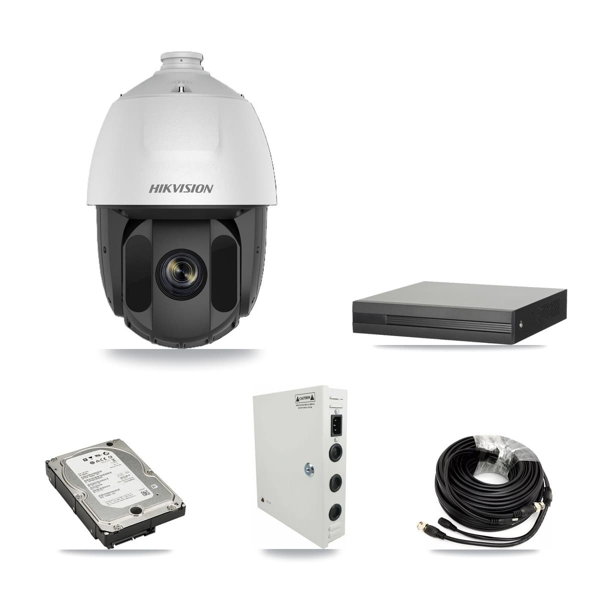 Hikvision 8-Channel 2MP CCTV Kit — 7 DS-2AE5225TI PTZ Cameras + 5TB Recording (XVR-3108HS Recorder) - Image 1