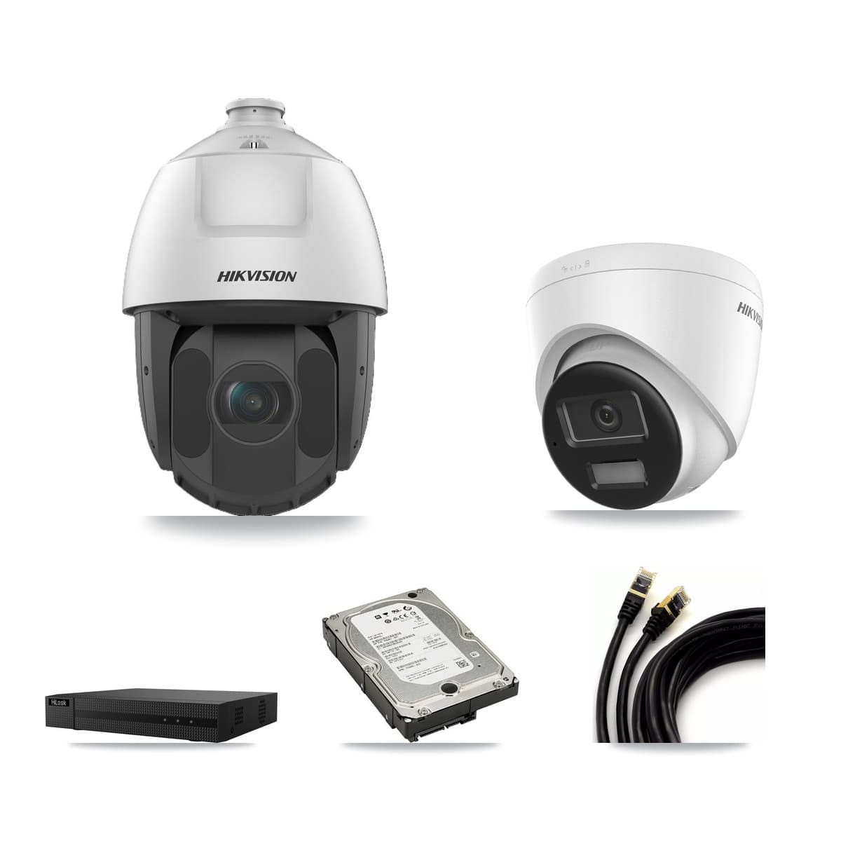 Hikvision & HiLook 8-Channel 2MP – 4K CCTV Kit — 1 4K Turret + 4 2MP PTZ Cameras + 5TB Recording - Image 1