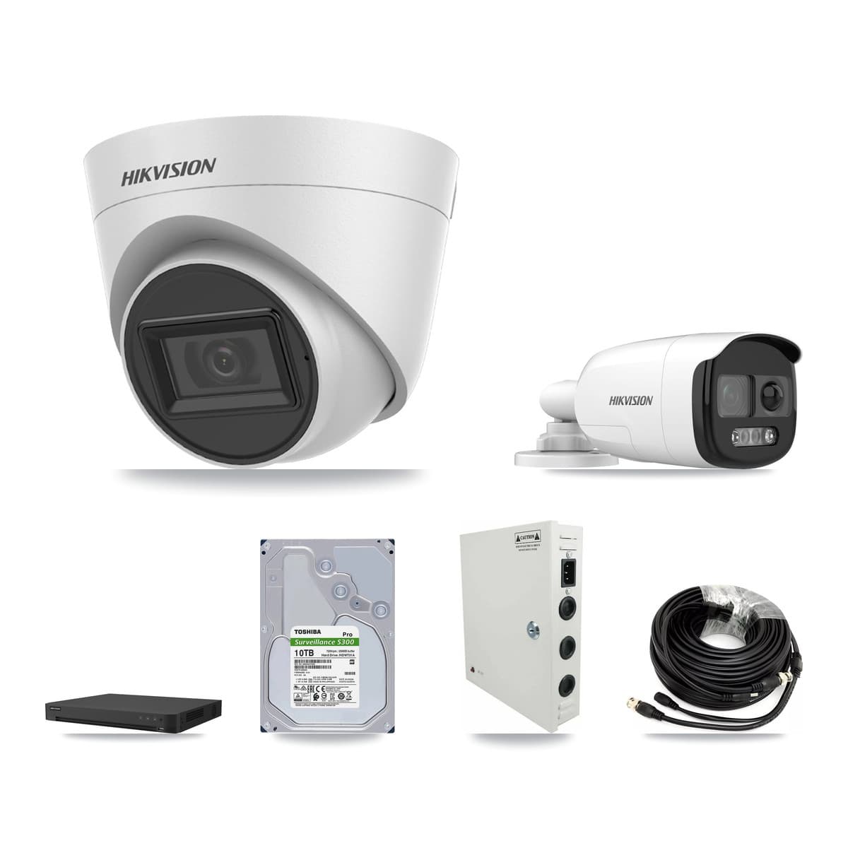Hikvision 16-Channel 5MP CCTV Kit — 5 Bullet + 11 White Turret Cameras + 2× 10TB Recording - Image 1