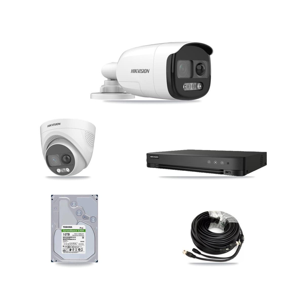 Hikvision 8-Channel 5MP CCTV Kit — 5 DS-2CE12KF3T Bullet + 2 DS-2CE72KF3T Turret Cameras + 10TB Recording (IDS-7208HQHI Recorder)