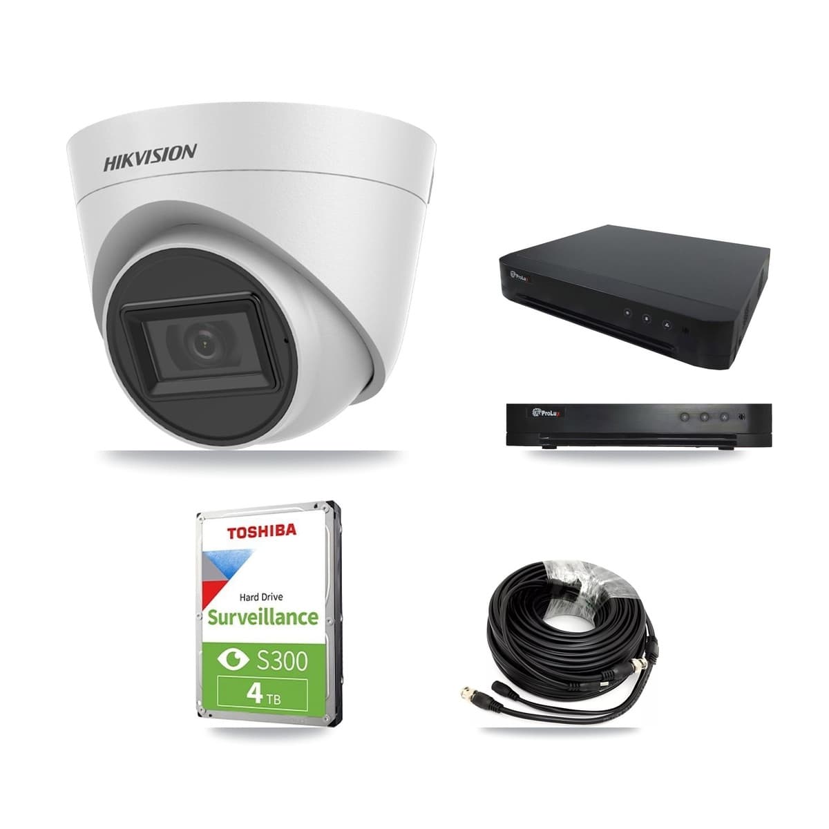 Hikvision & Prolux 16-Channel 5MP CCTV Kit — 4 White Turret Cameras + 4TB Recording - Image 1