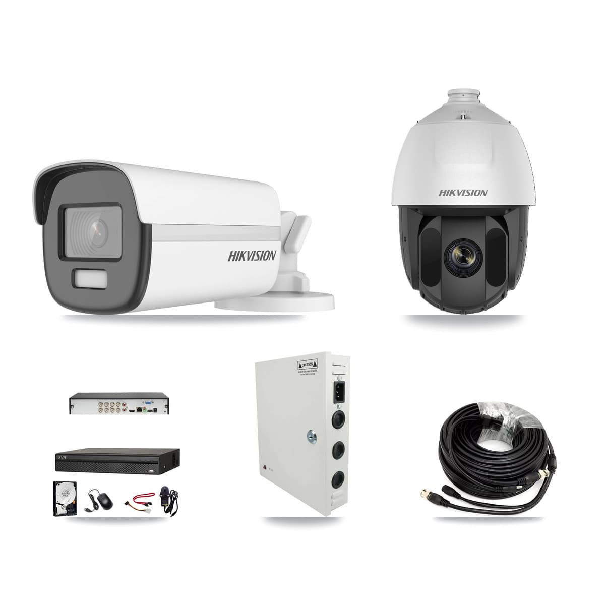 Hikvision & Dahua 8-Channel 2MP – 4K CCTV Kit — 1 2MP PTZ + 3 4K Bullet Cameras + 8TB Recording (XVR-3108AD Recorder) - Image 1