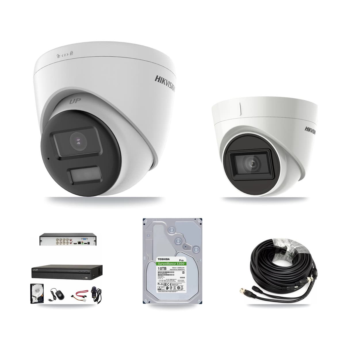 Hikvision & Dahua 8-Channel 4K CCTV Kit — 7 DS-2CE78U0T + 1 DS-2CE78U1T Turret Cameras + 10TB Recording - Image 1