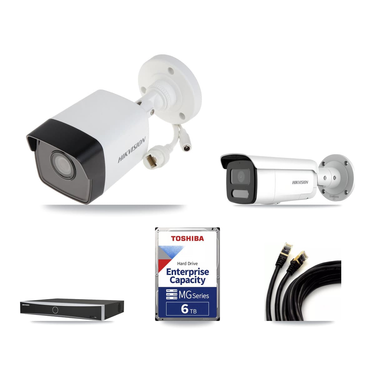 Hikvision 4-Channel 4MP – 5MP CCTV Kit — 1 5MP + 1 4MP Bullet Cameras + 6TB Recording