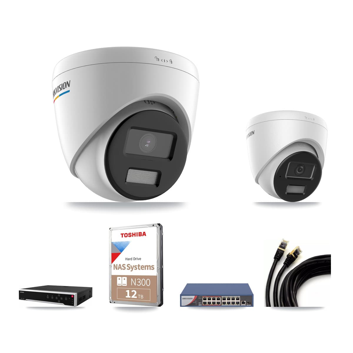 Hikvision 32-Channel 2MP – 4MP CCTV Kit — 18 2MP + 9 4MP Turret Cameras + 2× 12TB Recording - Image 1